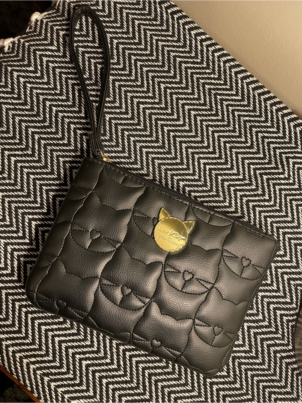 LuvBetsey Quilted Cat wristlet Bag in Black
